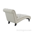 Tombol Tufting Sofa Chaise dengan Kayu Solid Abu-abu Abu-abu